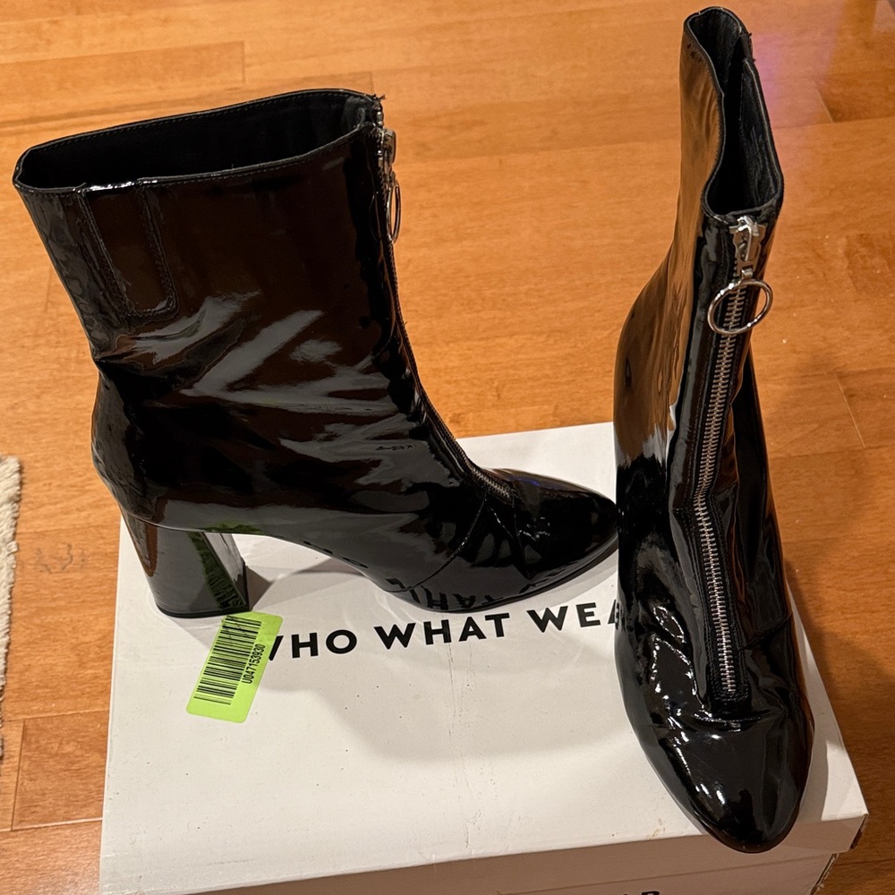 Who What Wear Shiny Black Heeled Boots